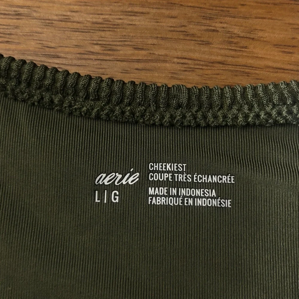 Olive Ribbed High-Cut Bikini Bottom - swim 🏊‍♂️